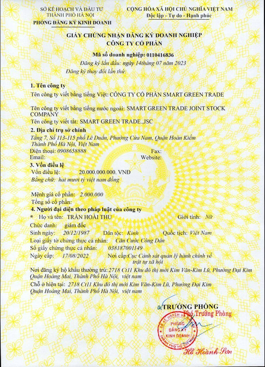 Certificato di registrazione aziendale